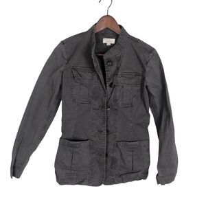 Loft Gray Distressed Faded Military Moto Jacket Women's XS